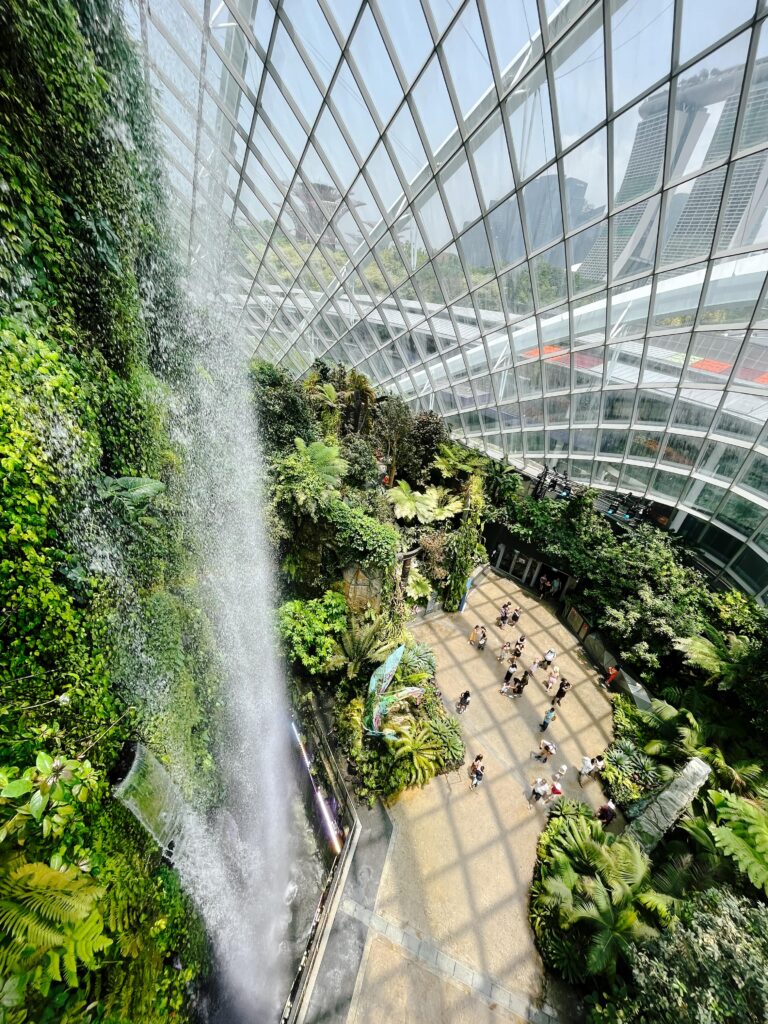 Водопад внутри Cloud Forest в Сингапуре