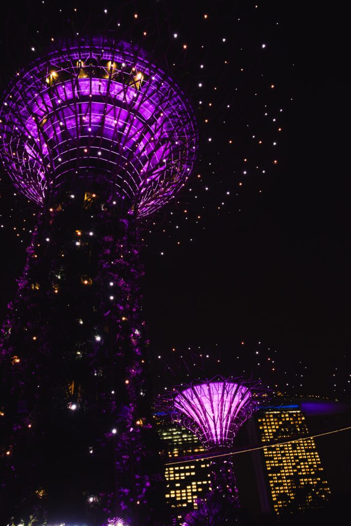 Светящиеся супердеревья в Gardens by the Bay